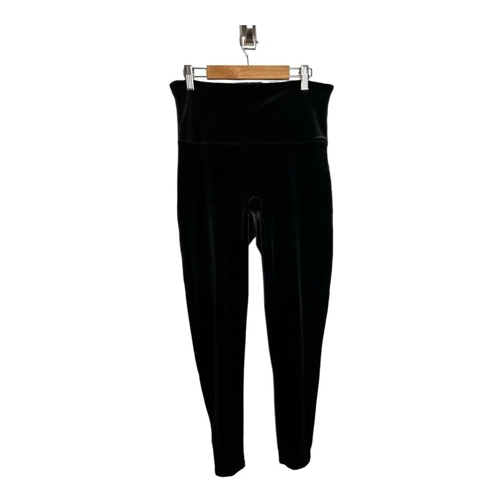 Spanx Leggings Womens Small Black Velvet High Rise Stretch Party Classic Pull On